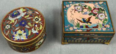 2 Deckeldosen Cloisonné. Wohl China, Japan antik