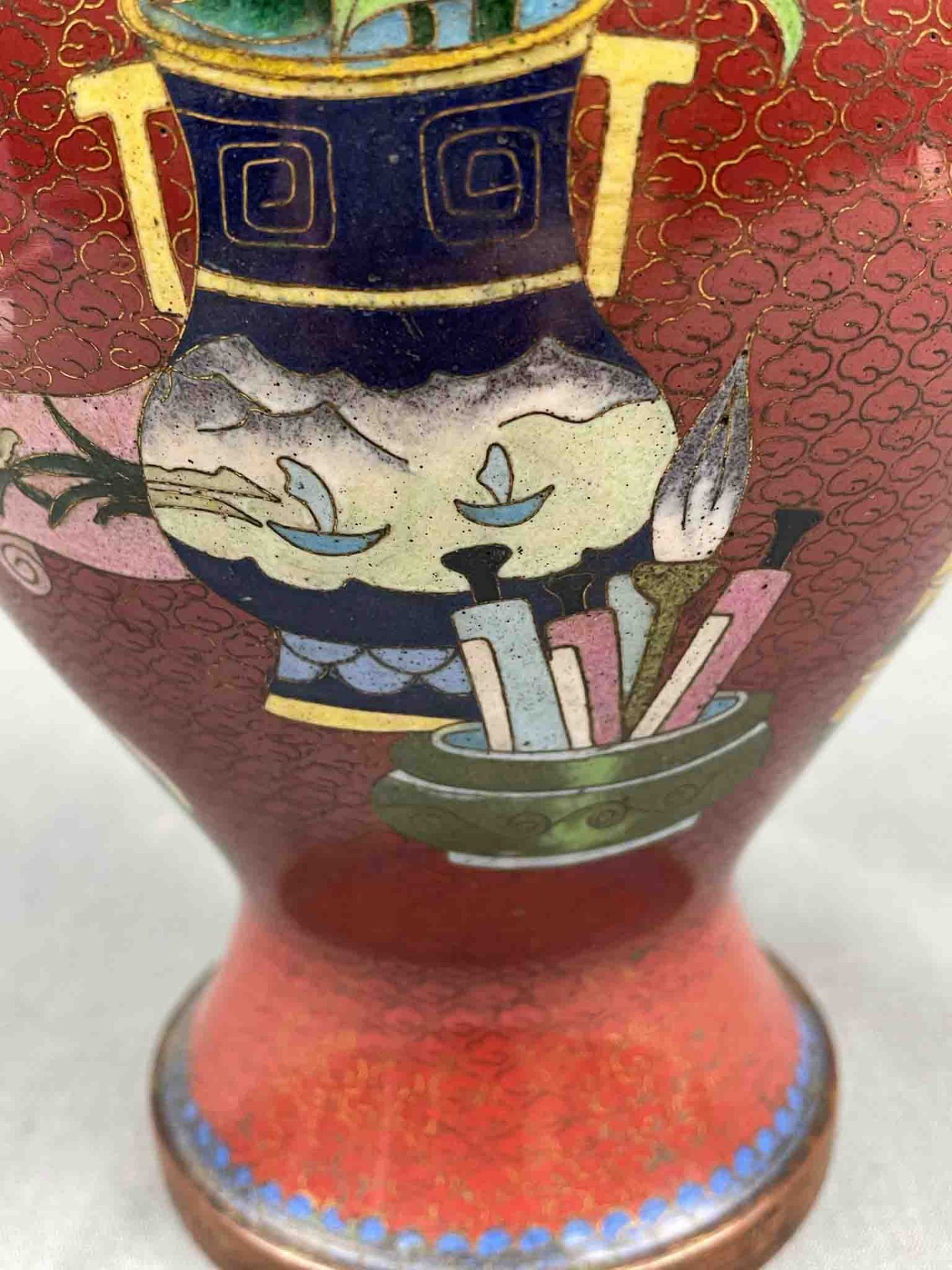Vase Cloisonné. Wohl Japan, China antik. - Bild 8 aus 13