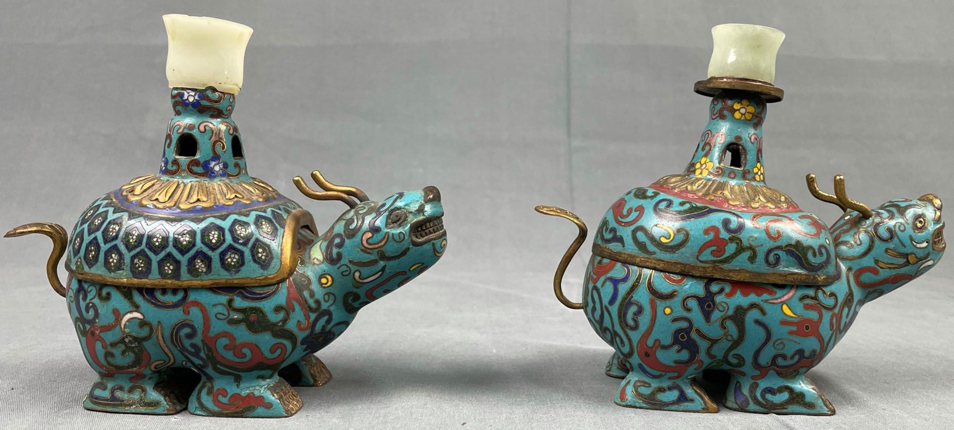 2 Deckelgefäße. Cloisonné. Weihrauchbrenner? Wohl China alt. - Bild 5 aus 21