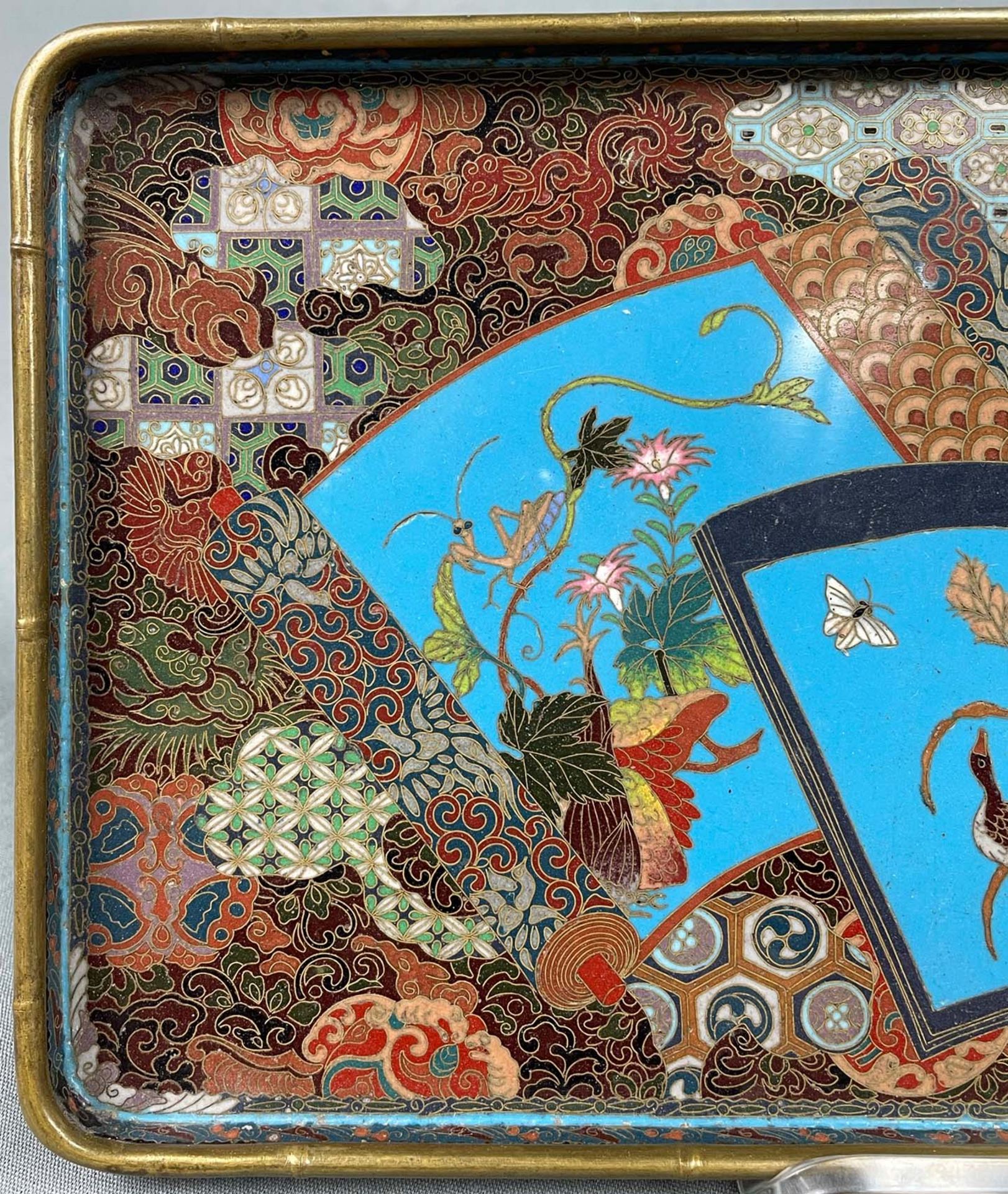 2 Cloisonné Tabletts. Wohl Japan, China antik. - Image 3 of 20