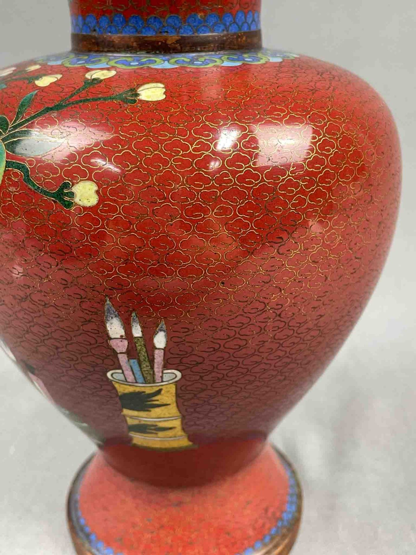 Vase Cloisonné. Wohl Japan, China antik. - Bild 9 aus 13