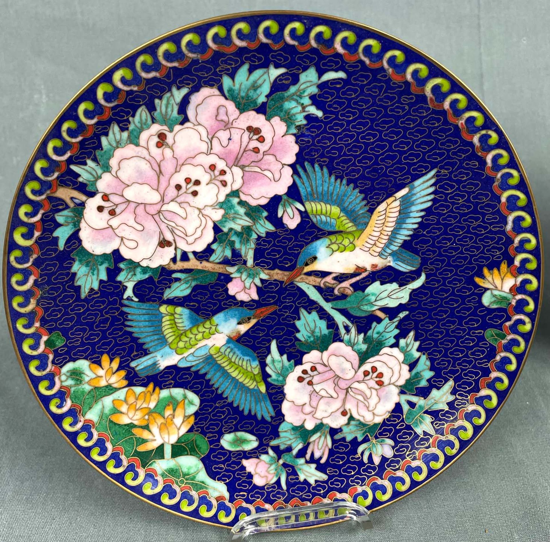 5 Cloisonne Teller. Wohl Japan alt / antik. - Image 5 of 8