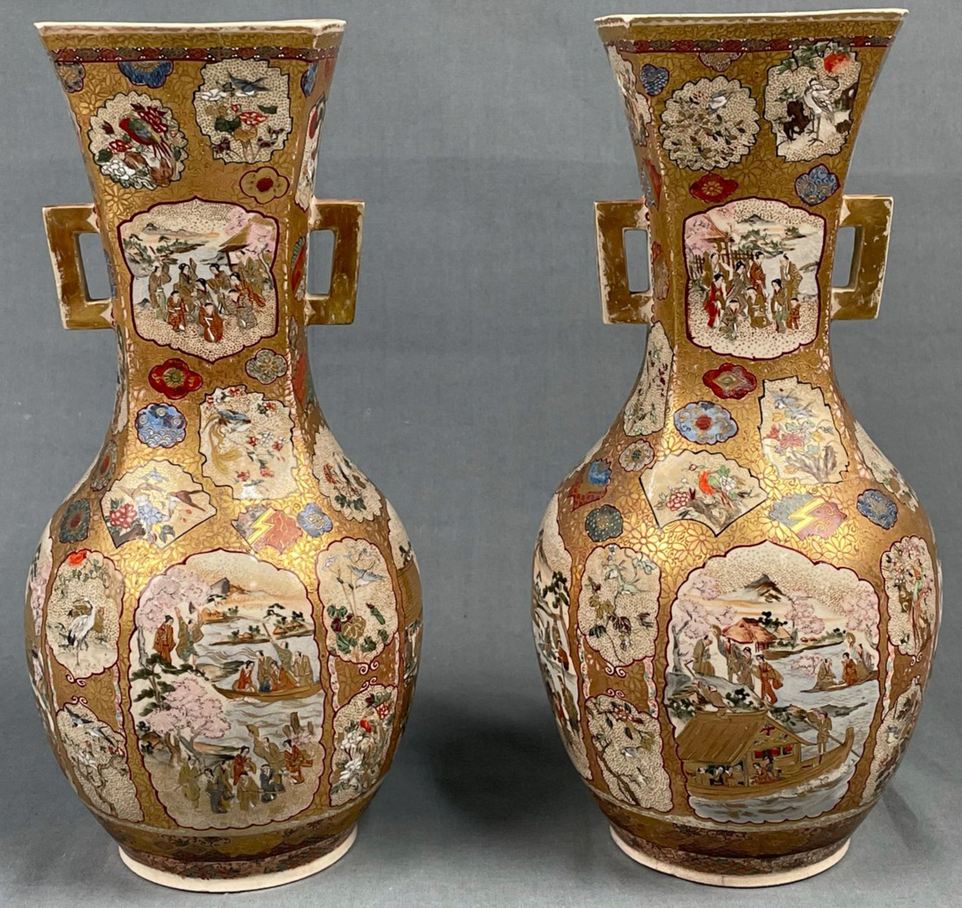 2 Satsuma Vasen. Wohl Japan antik. - Image 3 of 15