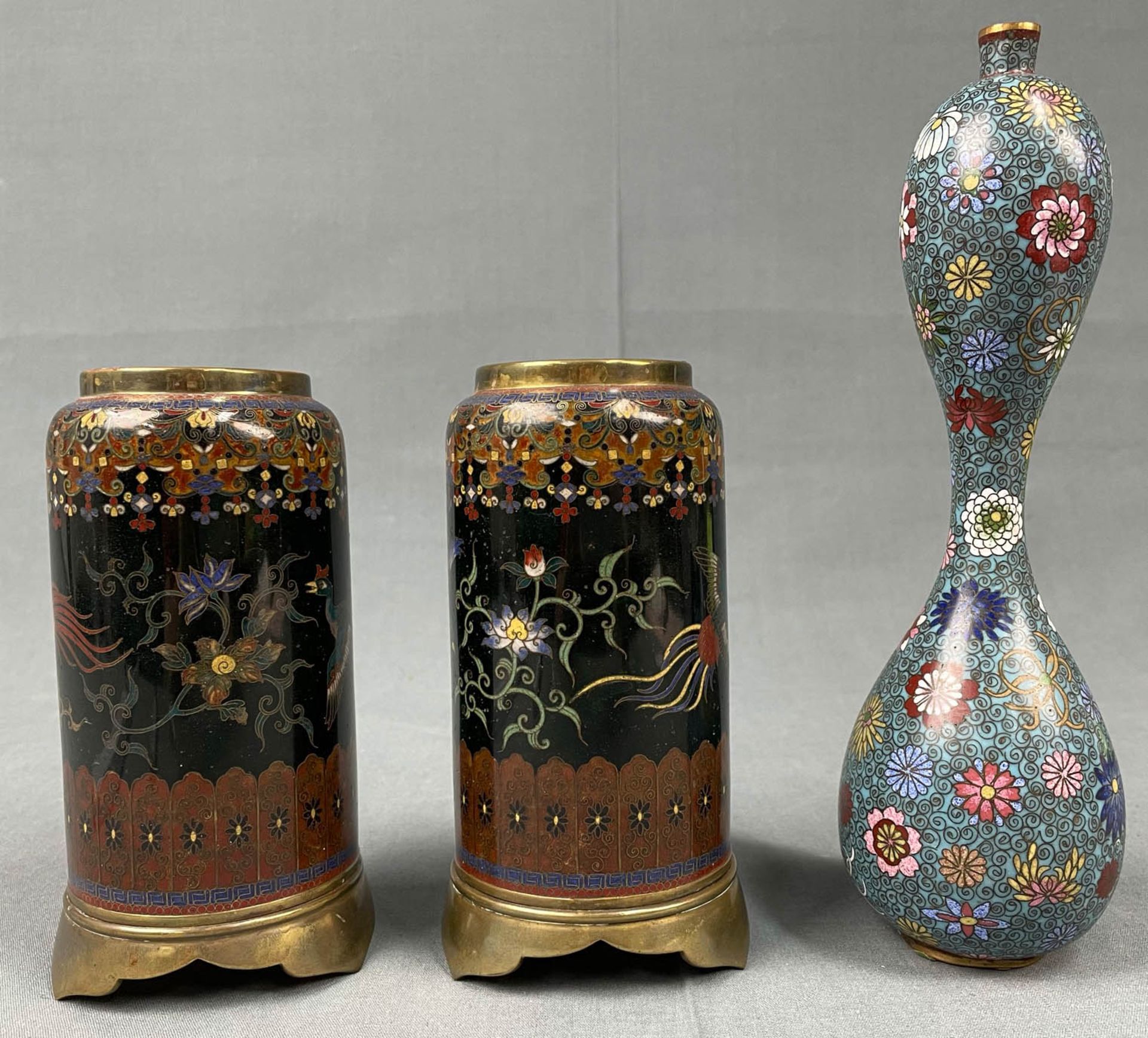 3 Gefäße Cloisonné. Wohl Japan , China antik. - Bild 2 aus 12