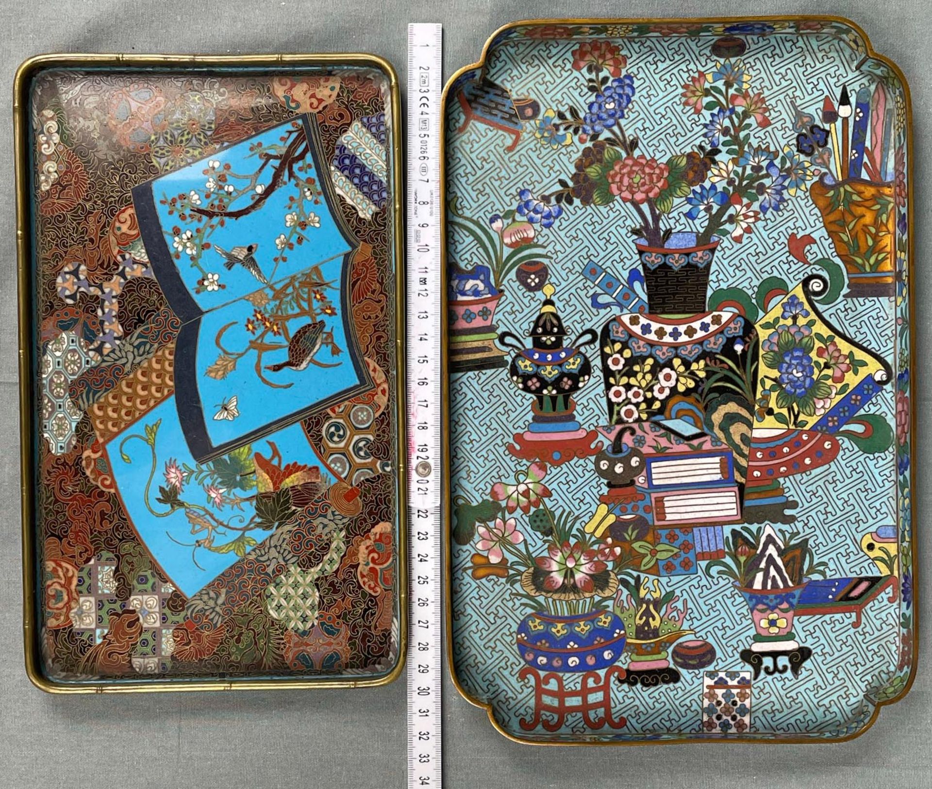 2 Cloisonné Tabletts. Wohl Japan, China antik. - Image 20 of 20