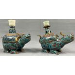 2 Deckelgefäße. Cloisonné. Weihrauchbrenner? Wohl China alt.