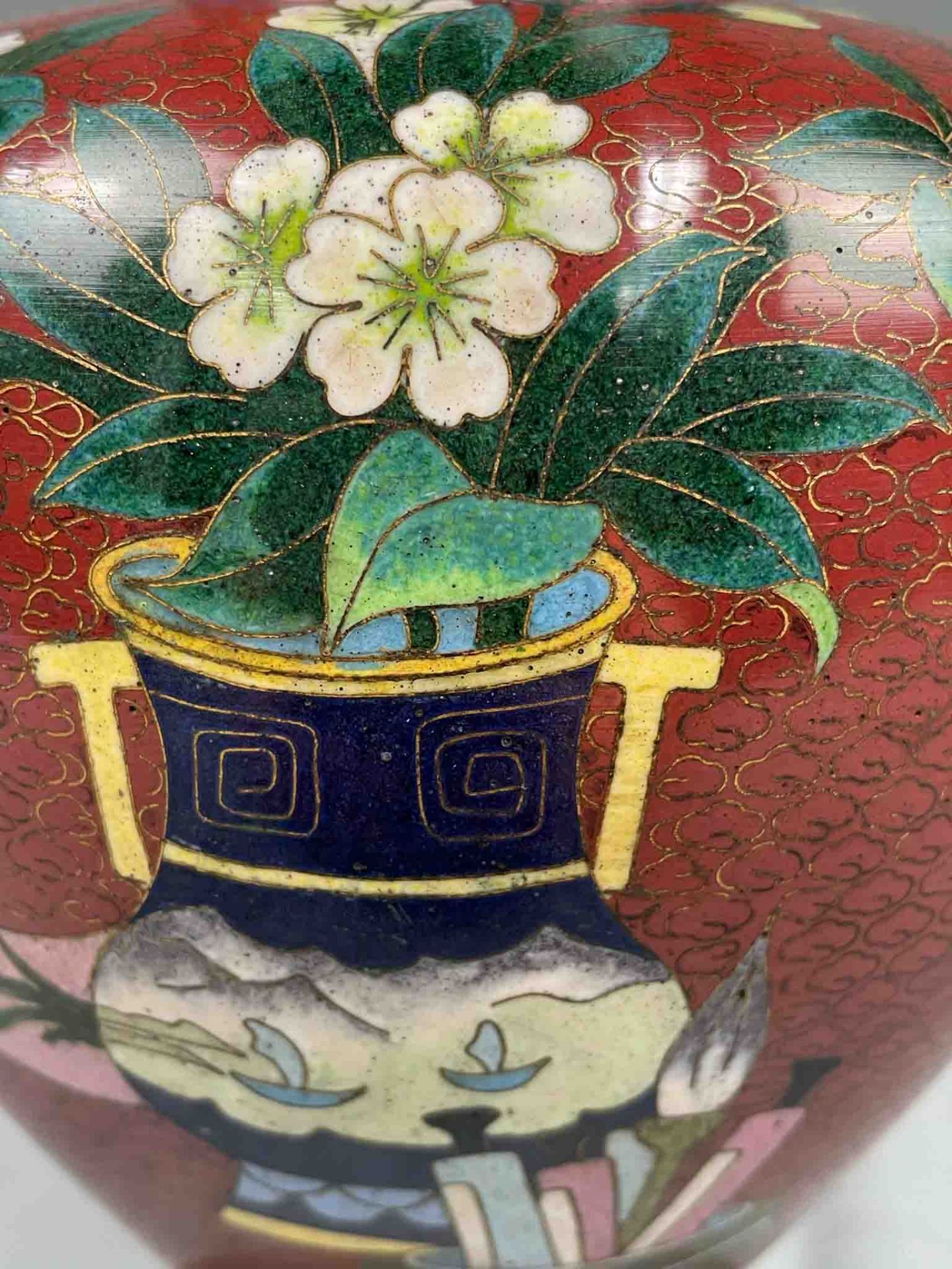 Vase Cloisonné. Wohl Japan, China antik. - Bild 7 aus 13