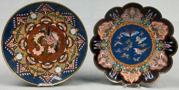 2 Cloisonné Platten. Wohl Japan, China alt.