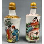 2 Snuff Bottles. Porzellan. Wohl Japan antik.