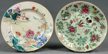 2 Platten. Porzellan. Wohl China antik.