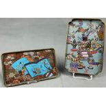 2 Cloisonné Tabletts. Wohl Japan, China antik.