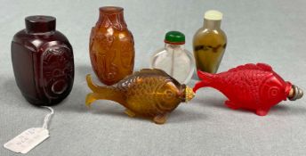 6 Snuff Bottles. Wohl China antik.