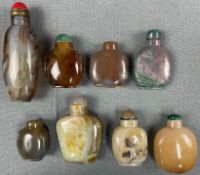 8 Snuff Bottles. Wohl Stein, China antik.