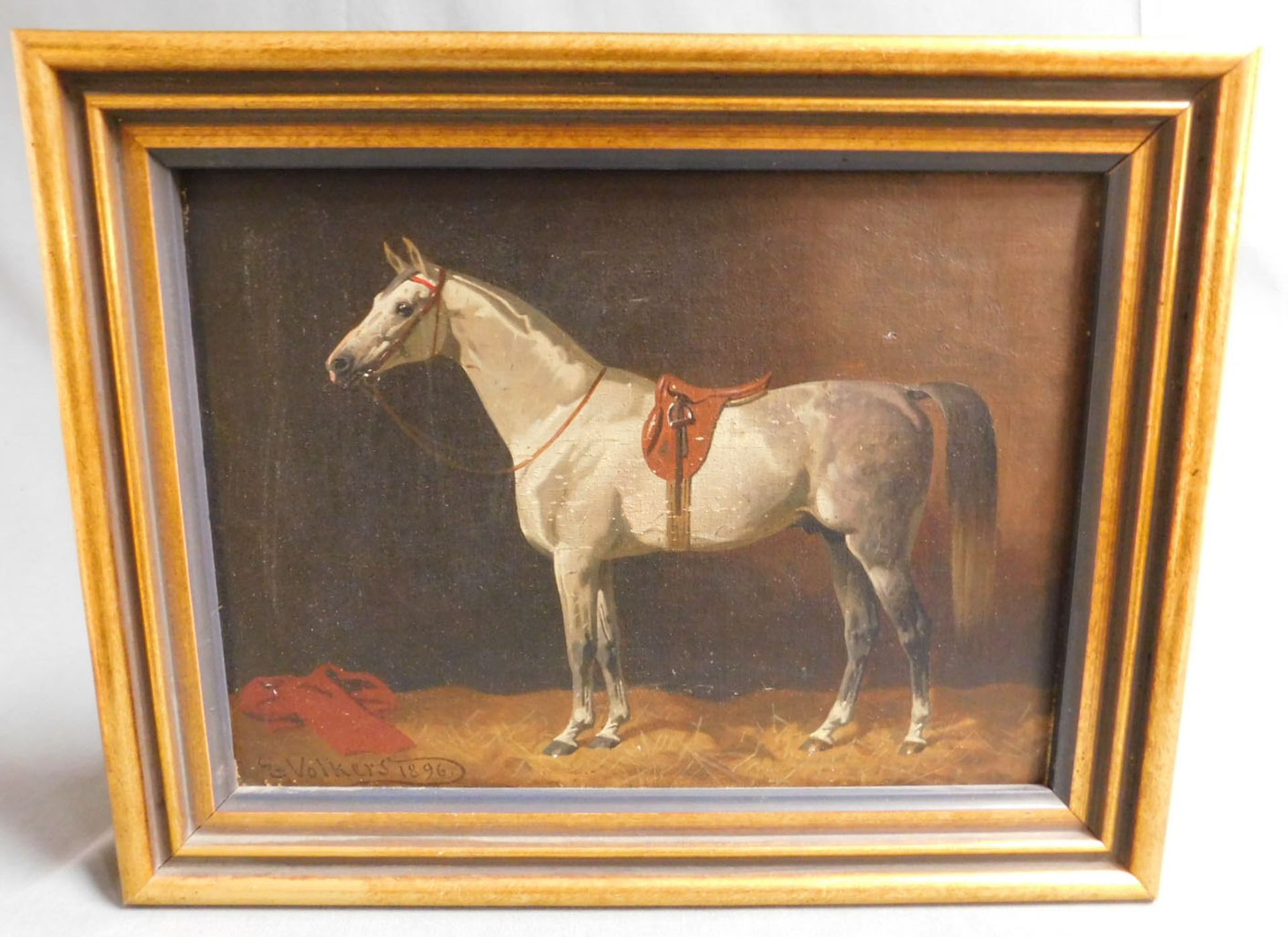 Emil VOLKERS (1831 - 1905). Schimmel. Pferd 1896. - Image 2 of 13