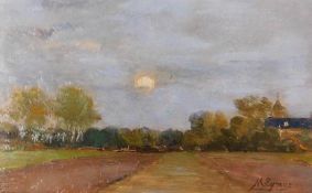 Marie EGNER (1850-1940). Sonne über Landschaft.