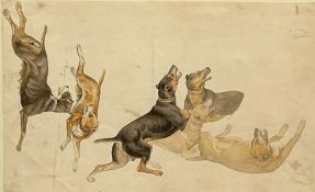 August LUCAS (1803 - 1863) zuges.. Hundeskizzen.