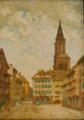 Karl PURRMANN (1877 - 1966). Blick Richtung Münster, Straßburg.