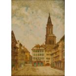 Karl PURRMANN (1877 - 1966). Blick Richtung Münster, Straßburg.