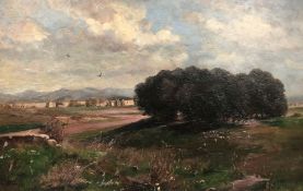 Othmar BRIOSCHI (1854 - 1912). Blick auf italienisches Dorf.