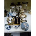 A mixed lot including a cut glass vase with HM silver rim, a pair of Oriental vases, a small