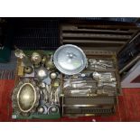 A quantity of EPNS and other metalware, including a cutlery service for 12 in inlaid pattern by