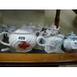 A collection of Franklin Mint teapots and 12 Japanese sake cups decorated with animals [s83] TO