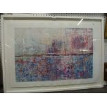 An abstract limited edition coloured print, 'Ferry Road', numbered 37/150, titled and signed with
