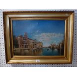 The Grand Canal, Venice, oils on canvas (35 x 61 cm), old gilt frame TO BID ON THIS LOT AND FOR