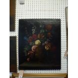 A Flemish-style oil on canvas still life of summer flowers in a vase (60 x 50 cm), unframed TO BID