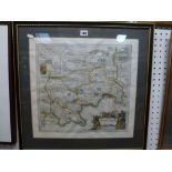 An antique engraved and coloured map of Middlesex (40 x 40 cm), framed TO BID ON THIS LOT AND FOR