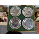 A good set of four Victorian silver dinner plates, 10 in diameter, comprising three No. 8832