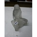 A Sabino frosted glass seated figure of a young woman inscribed 'L'idole' to base, etched Sabino