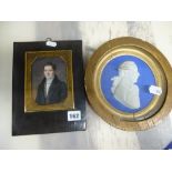 A good probably French School early 19th century portrait miniature on ivory of a gentleman, half-
