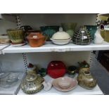 23 various larger studio ceramics by Brian Seifert, on two shelves, including a pink moon vase,