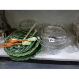 A small collection of glass ware comprising of seven fruit bowls, including cut glass, three further