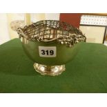 An Edwardian silver rose bowl with cast rim, London, probably 1906, 11.4 ozt TO BID ON THIS LOT