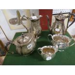 A good silver five-piece tea and coffee service, engraved with flowers and initialled B, Sheffield