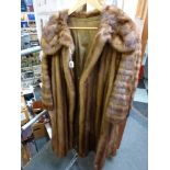 A pastel mink fur full length lady's coat with broad caped collar and Charles Berg Mayfair label [