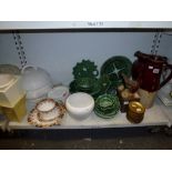 A quantity of cabbage ware dinner and tea wares including plates, serving dishes and bowls, two