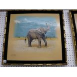 David J. Perkins, a pair of acrylics on linen, one of an African elephant, the other of a