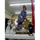 Two Capodimonte figures of a clowns by G Armani, a Lladro figure of a polar bear and a Nao