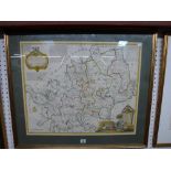 Thomas Kitchin, an antique engraved and hand-coloured map of Hertfordshire, 'A New Improved Map of