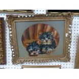 B. Whiteside, an oils on board of Yorkshire terrier pups, signed on the reverse and dated 1989 (29 x