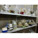 A quantity of tea and dinnerware including blue and white tureen and cover, Cornishware butter dish,
