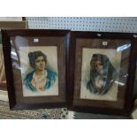 Romolo Jessari, a pair of watercolour portraits of young women, both signed and inscribed '