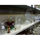 A quantity of glassware including two Murano glass bowls, brandy balloons, dessert bowls, hors d'