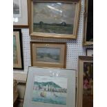 Edwin Harris, a watercolour of a drain stream on the Fens, signed, together with a watercolour by