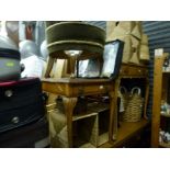 A quantity of rattan storage boxes and baskets, a pair of bedside tables and a magazine holder. [