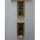 A small pair of 19th century Spanish School oils on panel of the Arab quarter of a southern