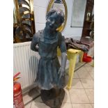 A fibreglass garden figure of a girl, 128 cm tall TO BID ON THIS LOT AND FOR VIEWING APPOINTMENTS